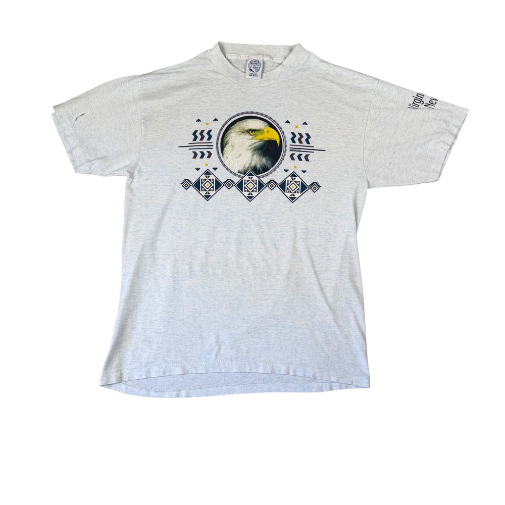 Vintage 1995 Eagle Virginia City Nevada Graphic T-Shirt Mens Large Gray USA Made